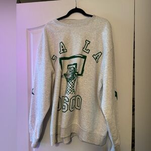 Dressed in LALA Gray and Green Graphic Sweater